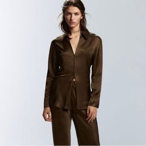 Zara brown silk top